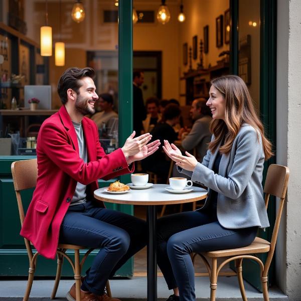 Amici che si salutano in un bar italiano