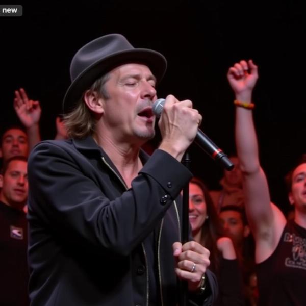 Vasco Rossi canta con passione sul palco