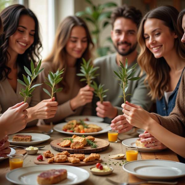 Famiglia che celebra la Domenica delle Palme