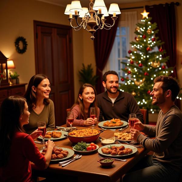 Famiglia italiana riunita per la cena della Vigilia di Natale