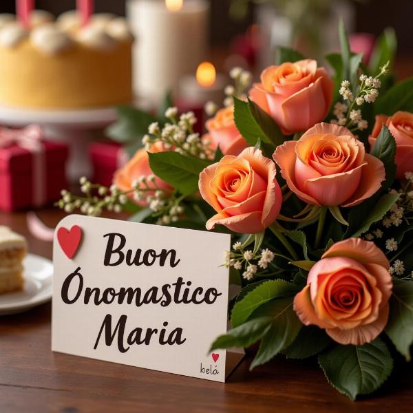 Auguri di buon onomastico Maria con fiori