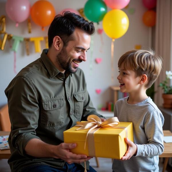 Auguri buon compleanno figlio: momento del regalo