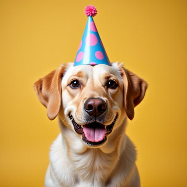 Cane con Cappellino di Compleanno