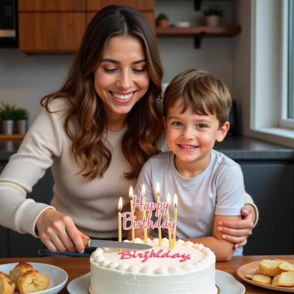 Auguri di buon compleanno da mamma a figlio con torta