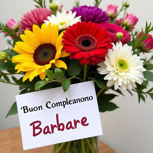 Auguri di buon compleanno Barbara con un bouquet di fiori