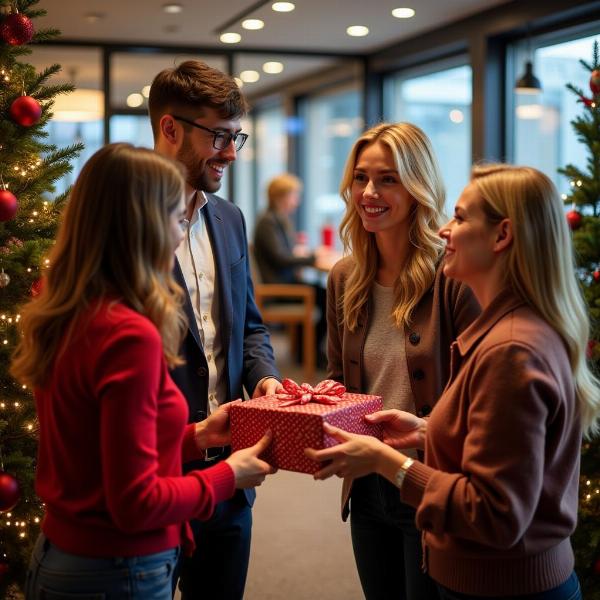 Auguri di Natale scambiati in ufficio tra colleghi