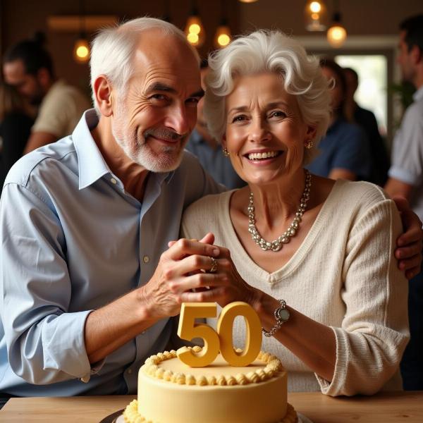 Coppia anziana festeggia 50 anni di matrimonio