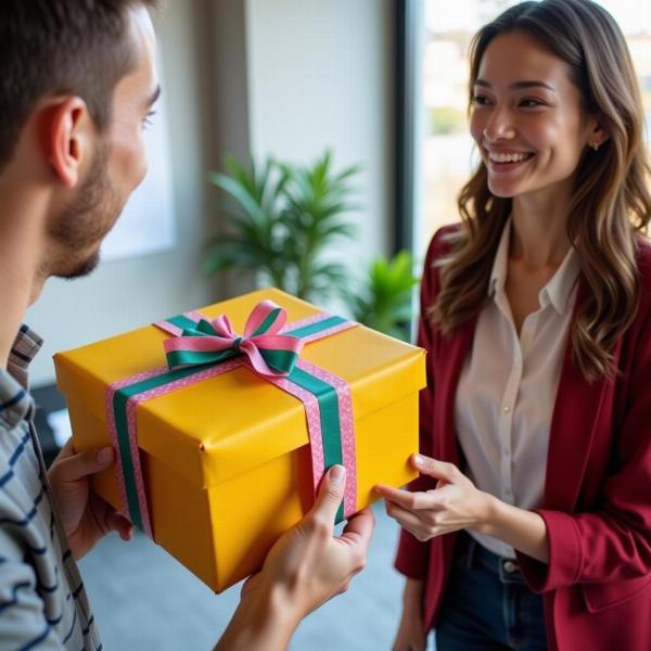 Auguri per un nuovo lavoro con un regalo