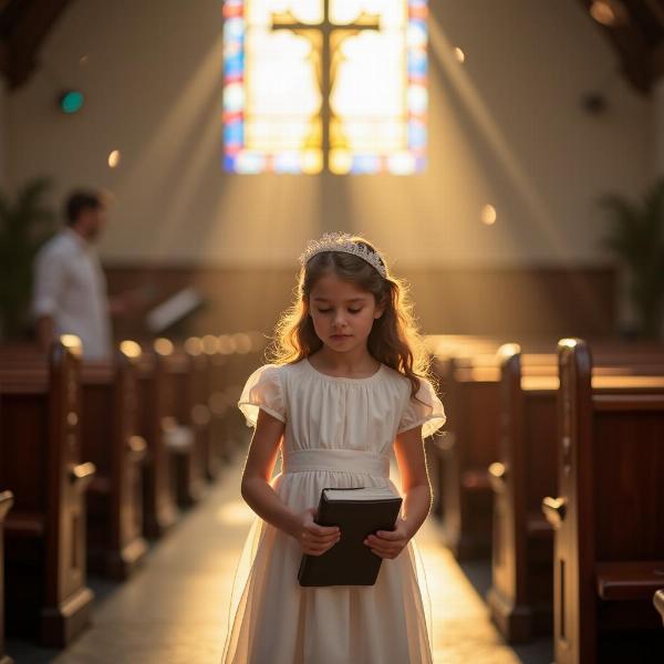 Auguri Prima Comunione: Bambina in Chiesa