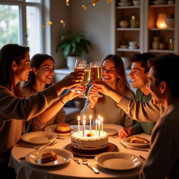 Brindisi di buon compleanno in famiglia