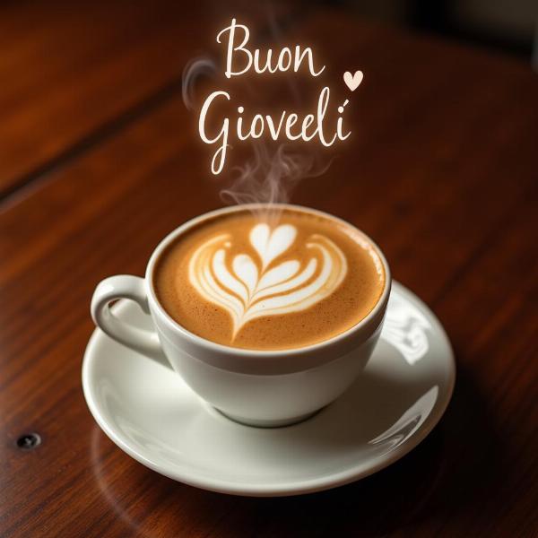 Buongiorno col cuore immagini di una tazza di caffè per giovedì