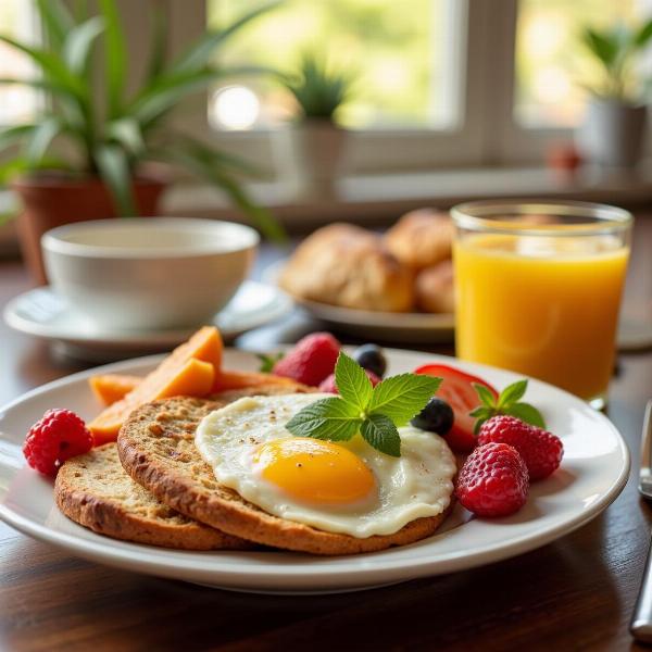 Immagine di buon mercoledì mattina con una colazione sana e invitante