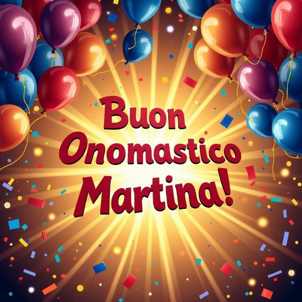 GIF Buon Onomastico Martina con Festa