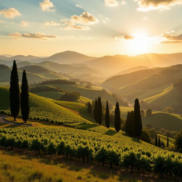 Immagini buona domenica 5 maggio con un paesaggio toscano