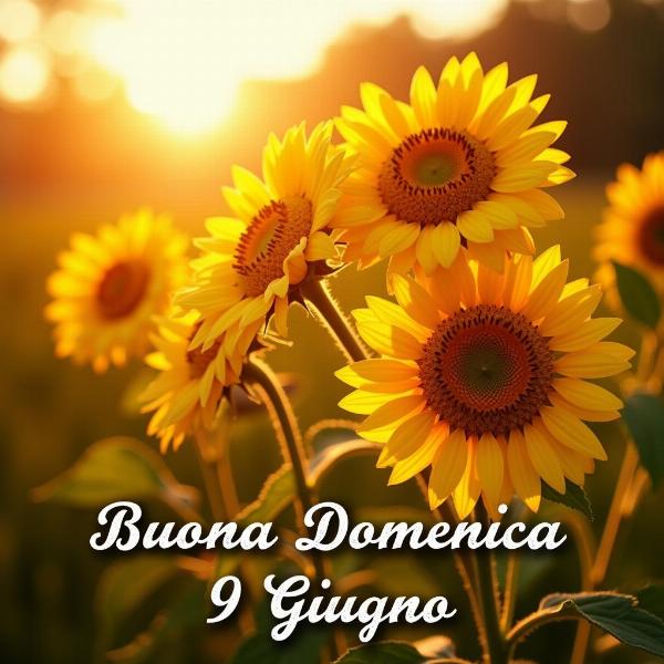 Immagine di buona domenica 9 giugno con fiori e sole