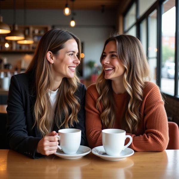 Due amici che condividono un caffè e conversano