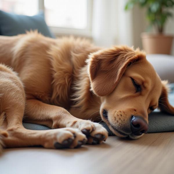 Cane che dorme serenamente grazie a Calmina