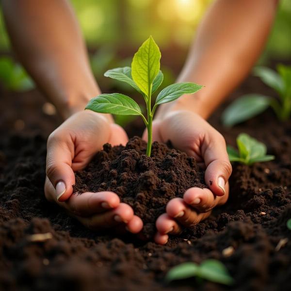 Mani che lavorano la terra