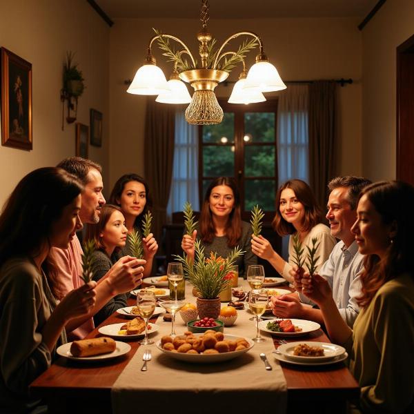 Famiglia italiana celebra la Domenica delle Palme