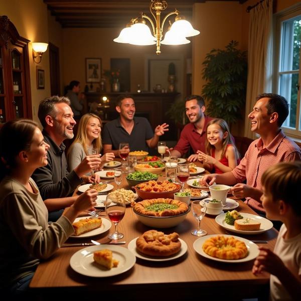 Famiglia italiana a pranzo di sabato