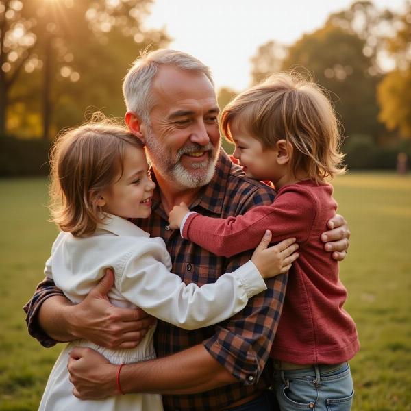 Abbraccio di famiglia per la festa del papà