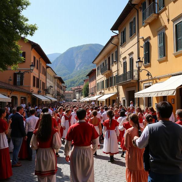 Festa patronale con banda musicale e canti tradizionali