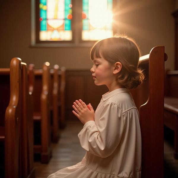 Frasi di auguri per la prima confessione: Bambino in chiesa