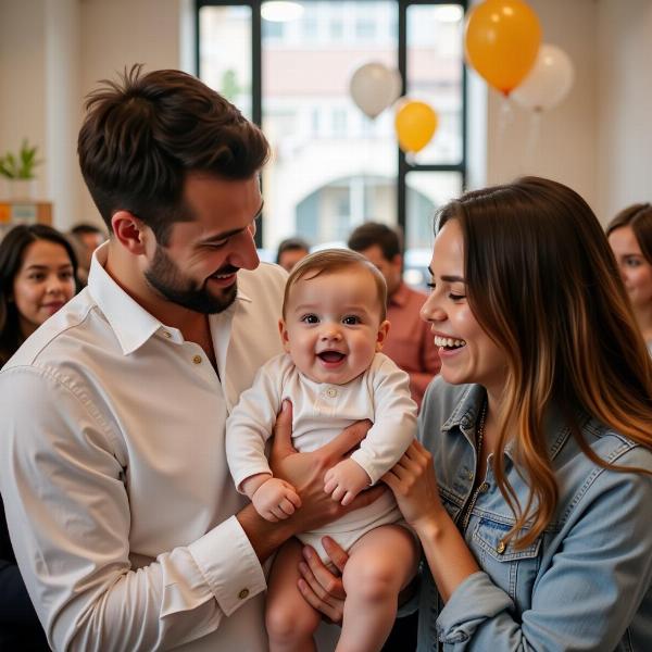 Famiglia che festeggia il battesimo