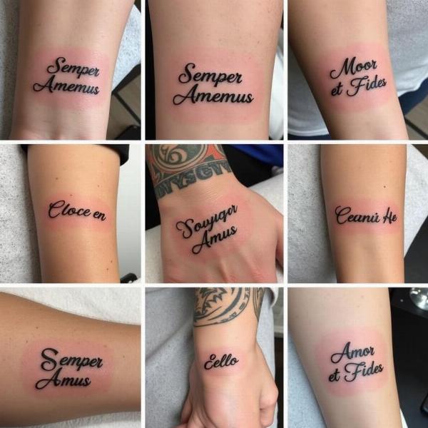 Frasi latine amore per tatuaggi: Esempi di tatuaggi con frasi latine sull'amore, come "Semper Amemus" e "Amor et Fides".