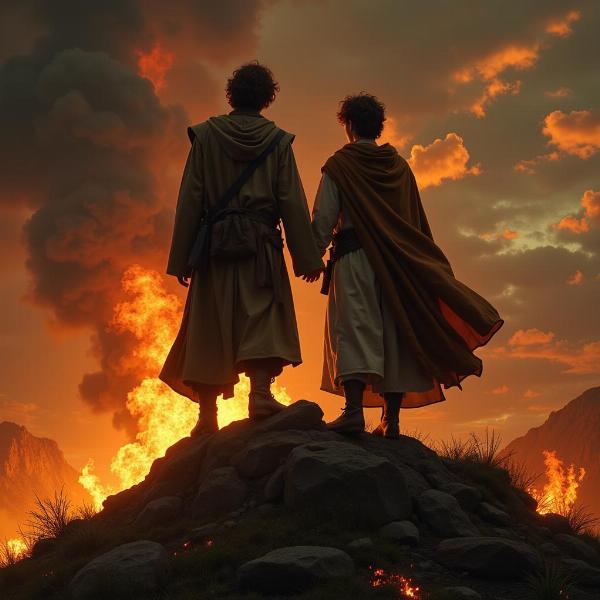 Frodo e Sam sul Monte Fato