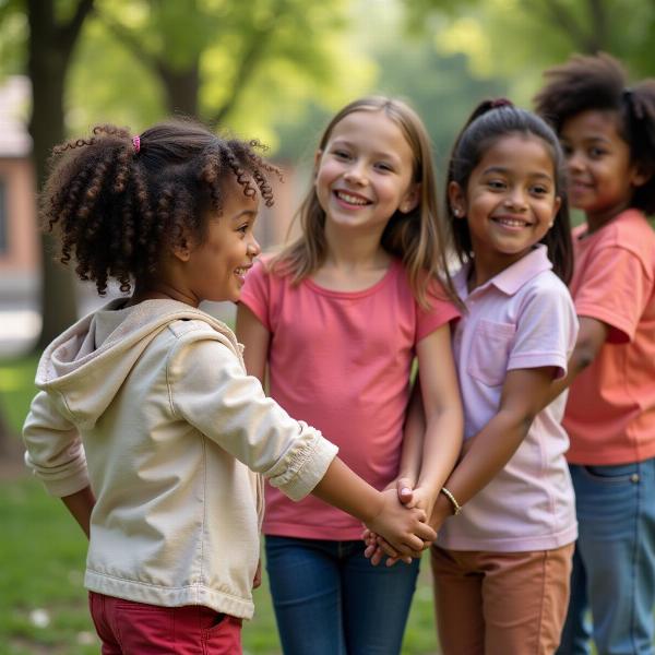 Bambini che si tengono per mano per la pace