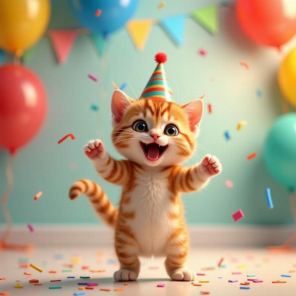 GIF animata di un gattino che balla per augurio di buon compleanno