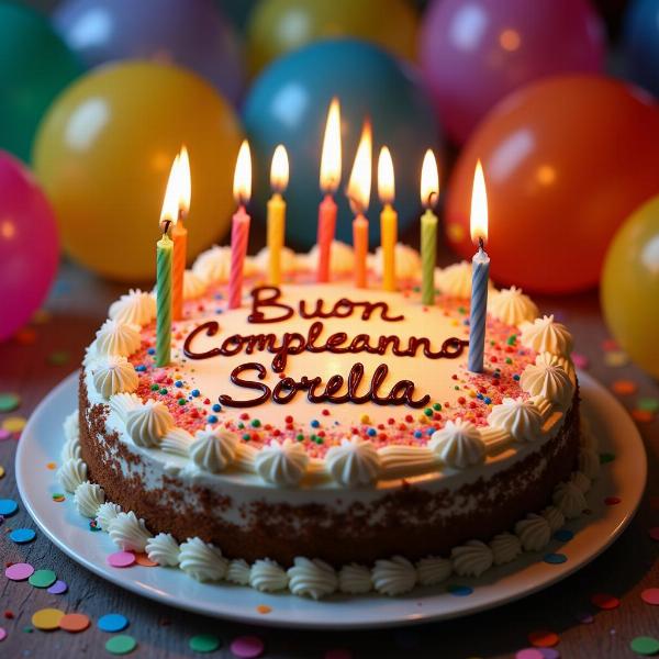 Immagini Buon Compleanno Sorella: Torta Festosa