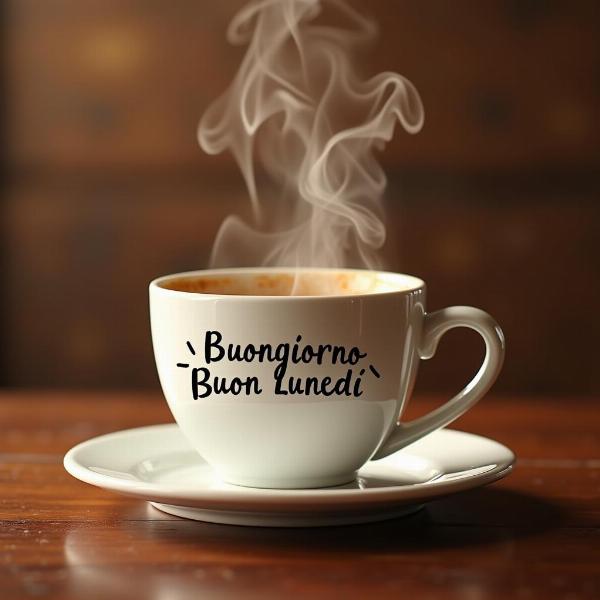 Caffè fumante per augurare un buon lunedì