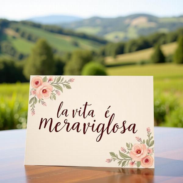 Biglietto d'auguri con la frase "La vita è meravigliosa"