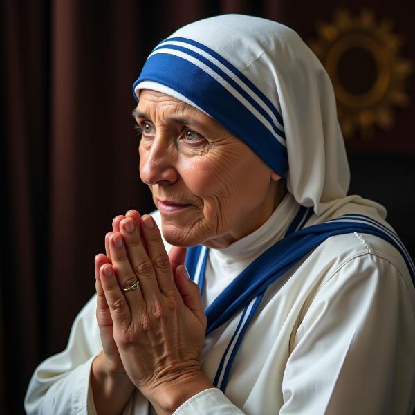 Madre Teresa đang cầu nguyện