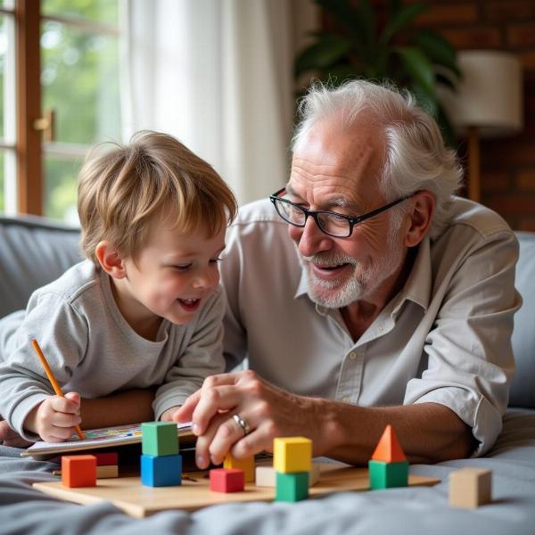 Nonno e nipote giocano insieme