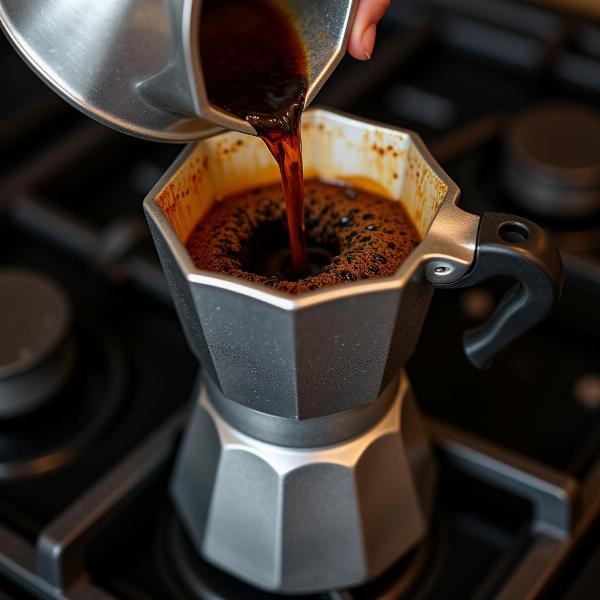 Preparazione del caffè con la moka italiana