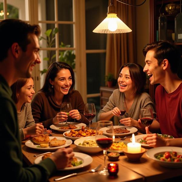 Famiglia italiana che celebra le feste