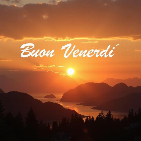 Tramonto mozzafiato con la scritta "Buon Venerdì"