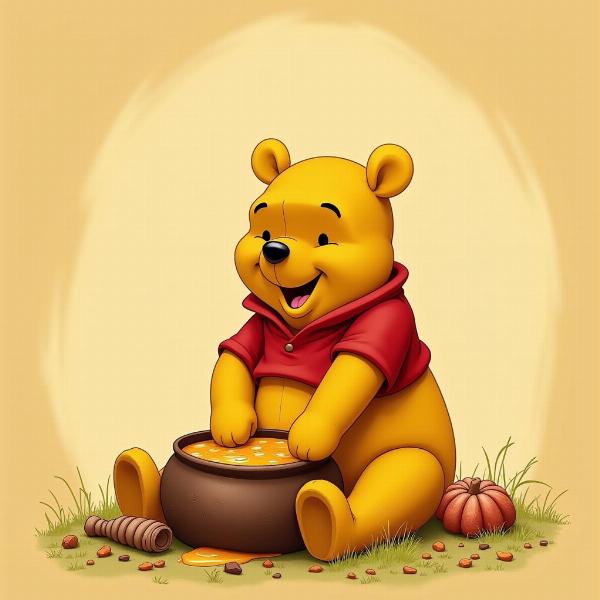 Winnie the Pooh che mangia miele