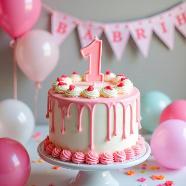 Torta di compleanno per il primo compleanno di una bambina