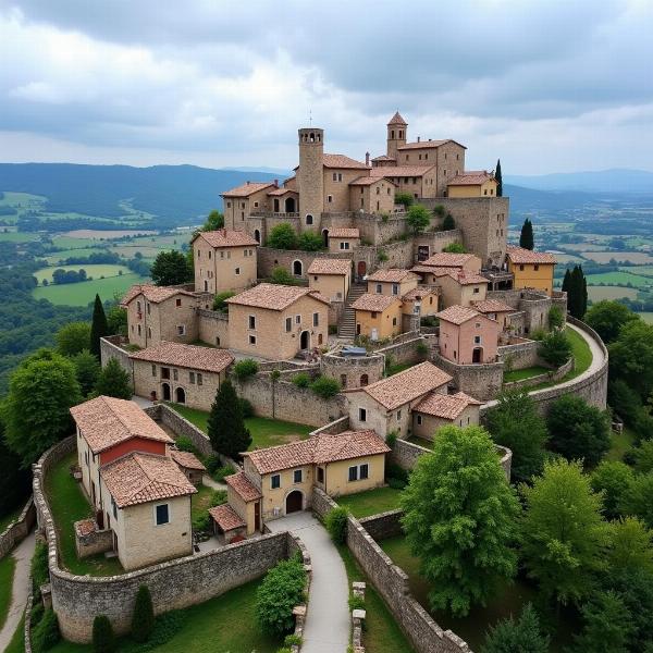 Borgo medievale su una collina in Umbria