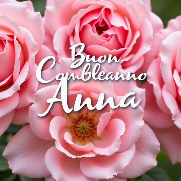 Buon Compleanno Anna con Fiori Rosa