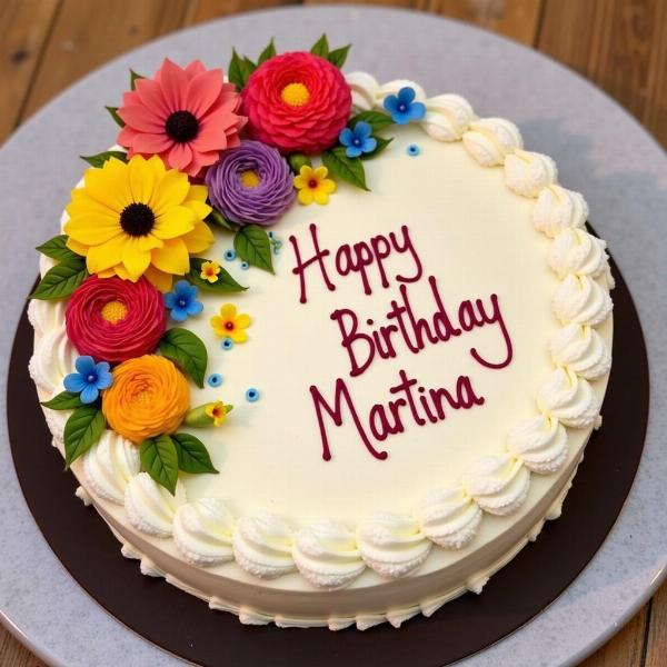 Torta decorata con fiori per il compleanno di Martina