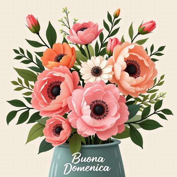 Buona Domenica con fiori e auguri