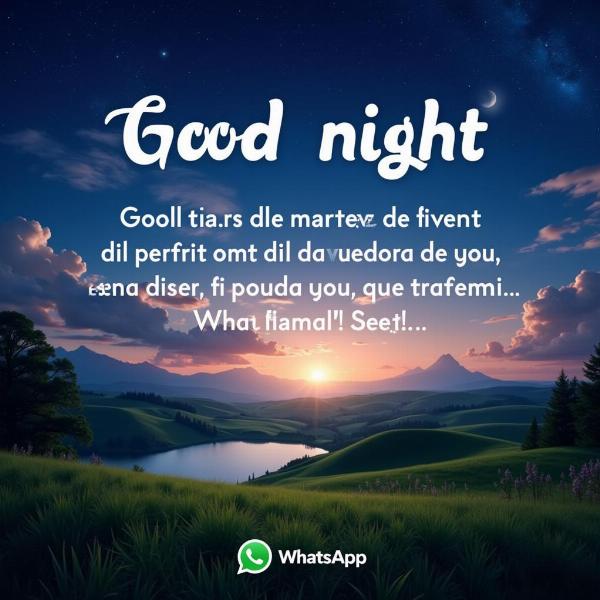 Immagine di buona notte con paesaggio incantato per WhatsApp