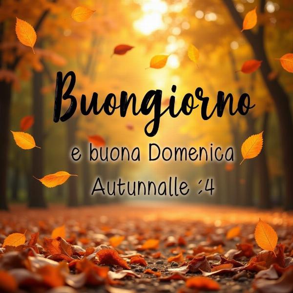 Buongiorno e buona domenica autunnale con foglie cadenti