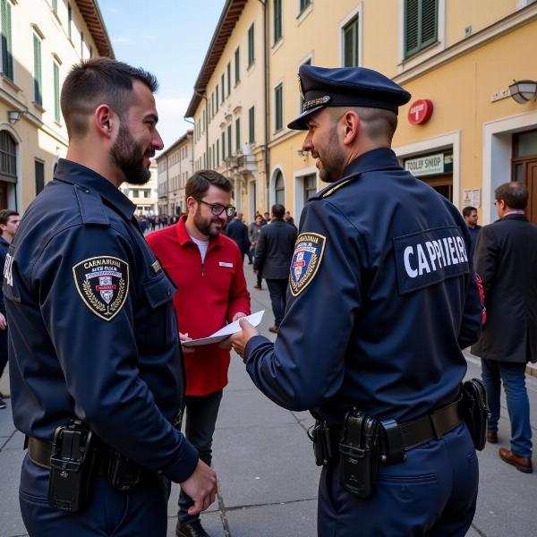 Carabinieri interagiscono con i cittadini di San Martino Buon Albergo