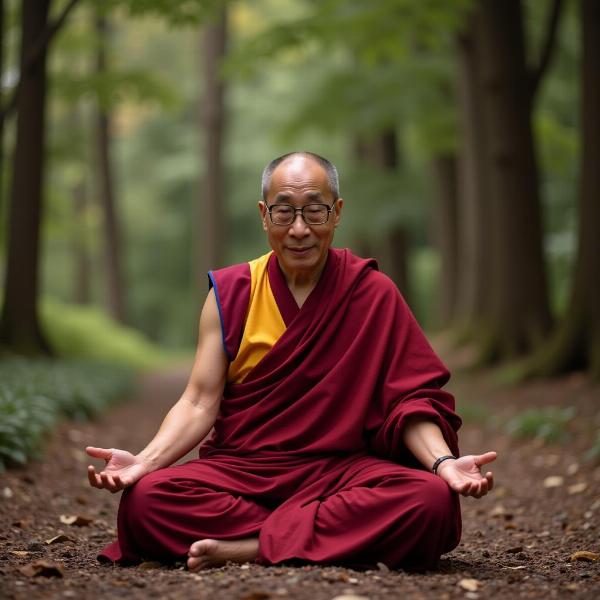 Dalai Lama ngồi thiền trong sự tĩnh lặng